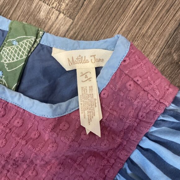 MATILDA JANE SLEEVELESS SHIRT SIZE 4 Purple Green Girls dress patchwork - Picture 9 of 9